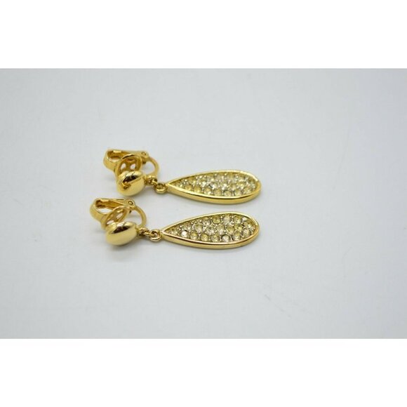Crown Trifari Clear Pave Rhinestone Gold Tone Dang - Picture 3 of 5